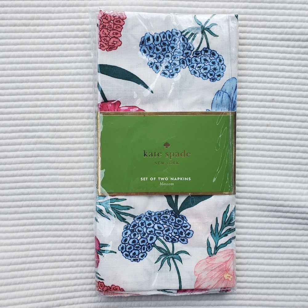 Kate Spade New York Set of Two Napkins Blossom Floral Flowers 100% Cotton 20"x20